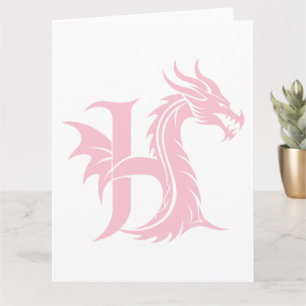 Dragon Styled Letter H, Dragon Alphabet, Monogram Kaart