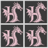 Dragon Styled Letter H, Dragon Alphabet, Monogram Sticker (Voorkant)