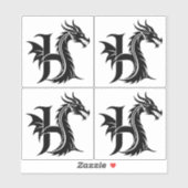 Dragon Styled Letter H, Dragon Alphabet, Monogram Sticker (Vel)