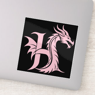 Dragon Styled Letter H, Dragon Alphabet, Monogram Sticker