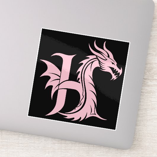 Dragon Styled Letter H, Dragon Alphabet, Monogram Sticker (Detail)