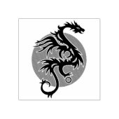 Dragon Sun links - zwart rood wit + je ideeën Rubberstempel (Afrduk)