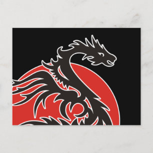 Dragon Sun Power - zwart rood wit + uw ideeën Briefkaart
