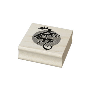 Dragon Sun rechts - zwart rood wit + je ideeën Rubberstempel