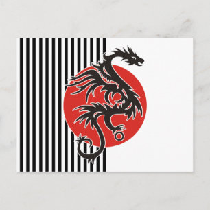 Dragon Sun - zwart rood wit + uw ideeën Briefkaart
