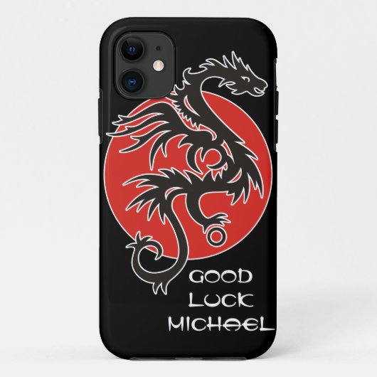 Dragon Sun - zwart rood wit + uw ideeën Case-Mate iPhone Case (Achterkant)