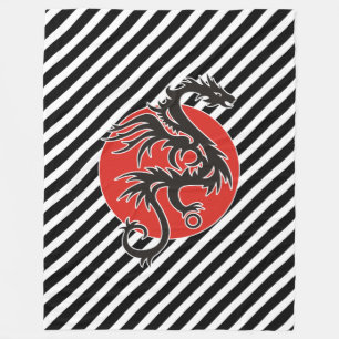 Dragon Sun - zwart rood wit + uw ideeën Fleece Deken
