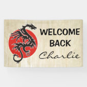 Dragon Sun - zwart rood wit + uw ideeën Spandoek (Horizontaal)