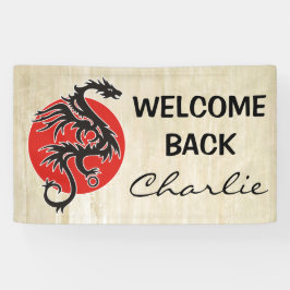 Dragon Sun - zwart rood wit + uw ideeën Spandoek