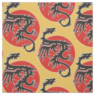Dragon Sun - zwart rood wit + uw ideeën Stof