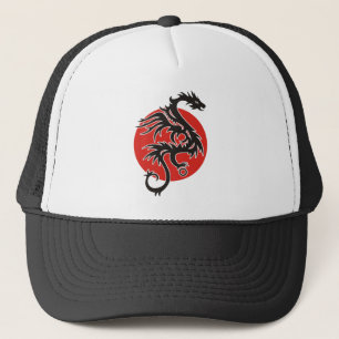 Dragon Sun - zwart rood wit + uw ideeën Trucker Pet