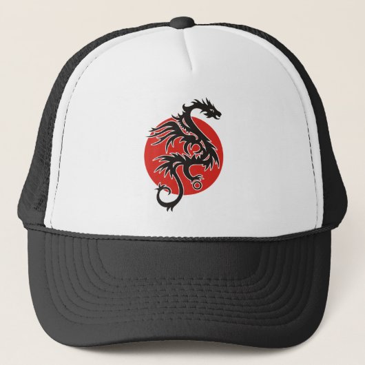 Dragon Sun - zwart rood wit + uw ideeën Trucker Pet (Voorkant)