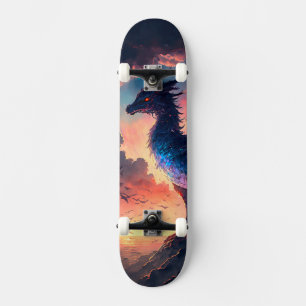 Dragon Sunset met Oranje en Paarse Hues Skateboard