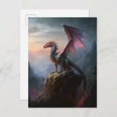 Dragon Sur Une Carte Postale D'Art Imaginaire Clif (Devant / Derrière)