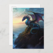 Dragon Sur Une Carte Postale D'Art Imaginaire Clif (Devant / Derrière)