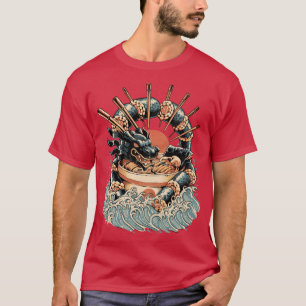 Dragon Sushi Ramen Zwarte Versie T-shirt