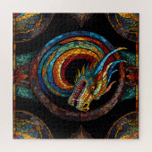Dragon Swirl in multi gekleurd mozaïek ontwerp Legpuzzel (Horizontaal)