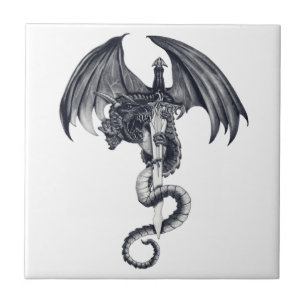 Dragon & Sword Tile Tegeltje