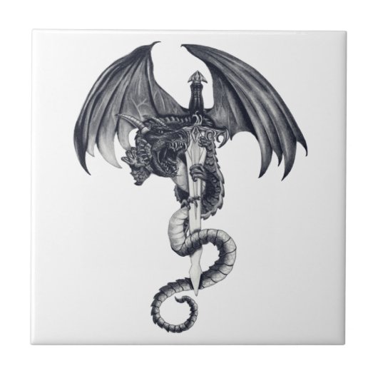 Dragon & Sword Tile Tegeltje (Voorkant)