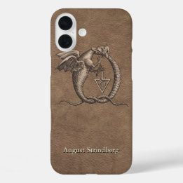 Dragon Symbool Faux-Leather met naam iPhone 16 Plus Hoesje