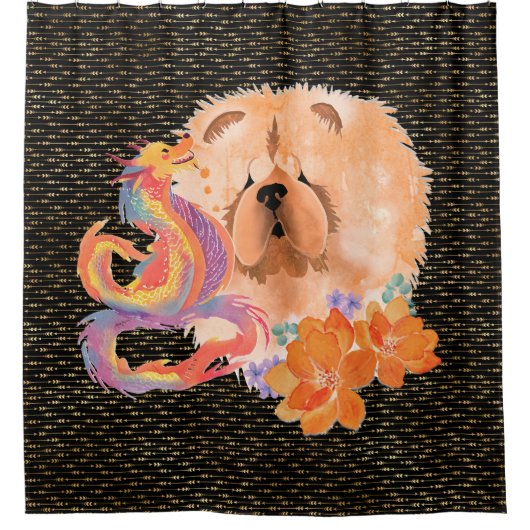 DRAGON-TALEZ Chow Jaar van de Draak Douchegordijn (Voorkant)