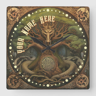 Dragon Tattoo geïnspireerd door Celtic Viking Art Vierkante Klok