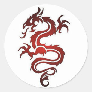Dragon Tattoo - Rood Ronde Sticker