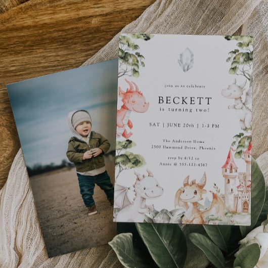 Dragon thema verjaardagsfeestje kaart