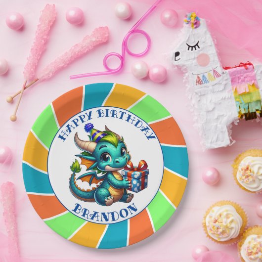 Dragon Theme Boy's Verjaardagsfeestje Papieren Bordje (Feest)