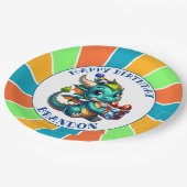 Dragon Theme Boy's Verjaardagsfeestje Papieren Bordje (Gekanteld)