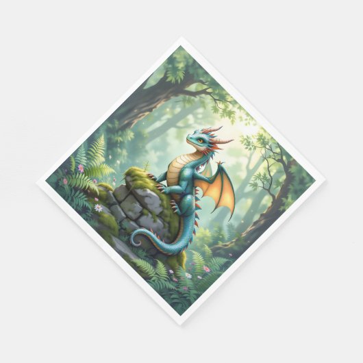 Dragon Theme Boy's Verjaardagsfeestje Servet (Hoek)