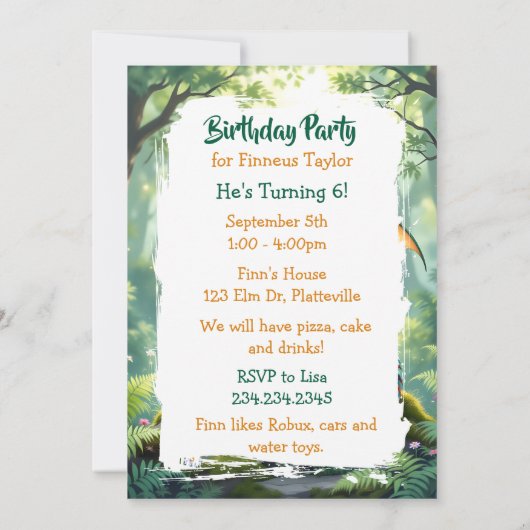 Dragon Themed Boy's Birthday Party Kaart (Achterkant)