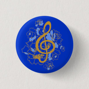 Dragon Treble Clef Peonies Music Custom Button