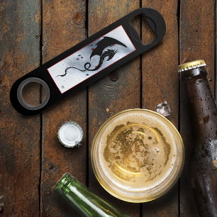 Dragon tribal noir gras rouge et bleu fleurs