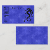 Dragon tribal noir sur Carte de visite bleu (Devant / Derrière)