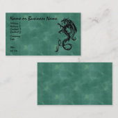 Dragon tribal noir sur Carte de visite vert (Devant / Derrière)