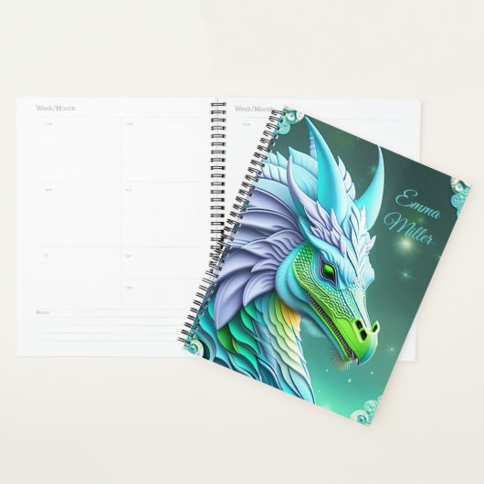 Dragon turquoise, digital art fantasmagorique (Devant avec enveloppe)