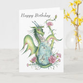 Dragon Turquoise (Sagittarius) - Carte Anniversair (Fleur jaune)
