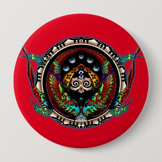 Dragon Twins Ronde Button 4,0 Cm (Voorkant)