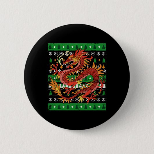Dragon Ugly Christmas Ronde Button 5,7 Cm (Voorkant)