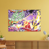 Dragon van de Lotus Stretched Canvas (Insitu (Woonkamer))