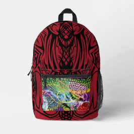 Dragon van het Roos met Red Tribal Bedrukte Rugzak