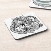 dragon vasthoudend yin yang drankjes onderzetter (Linkerzijde)