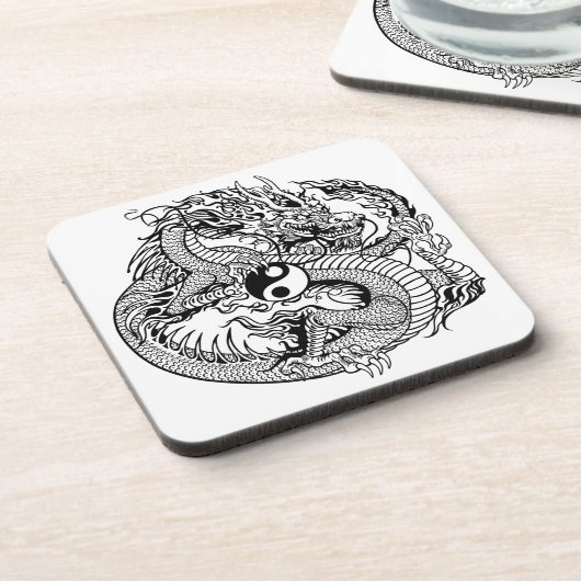 dragon vasthoudend yin yang drankjes onderzetter (Linkerzijde)