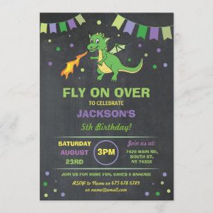 Dragon verjaardagsfeestje nodigen jongens meisjes kaart