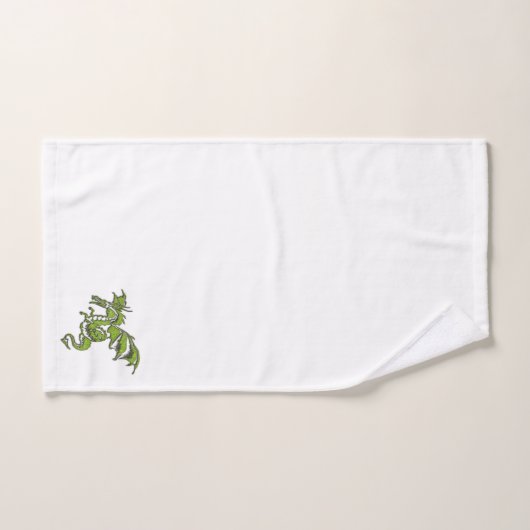 Dragon vert en blanc (Serviette à main)
