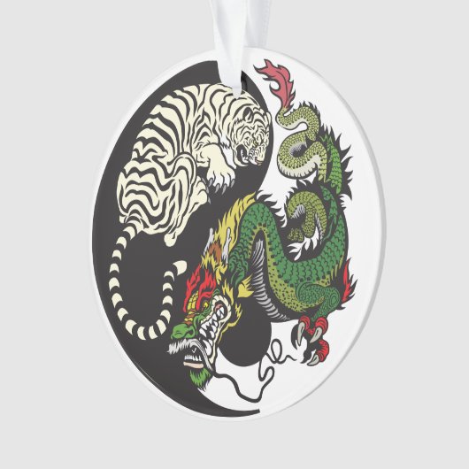 dragon vert et symbole blanc de yang de yin de (devant)