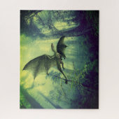 Dragon vert nature imaginaire art puzzle (Vertical)