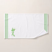 Dragon vert personnalisé et trois bandes sur blanc (Serviette à main)