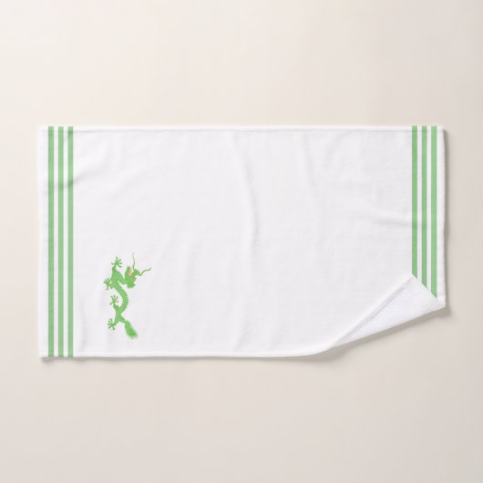 Dragon vert personnalisé et trois bandes sur blanc (Serviette à main)